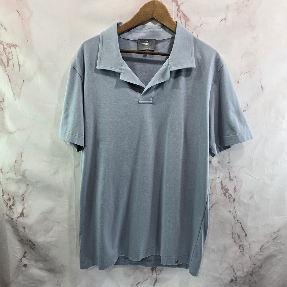 Private White VC Shirt Mens 4 Medium Polo Light Blue Short Sleeve Cotton